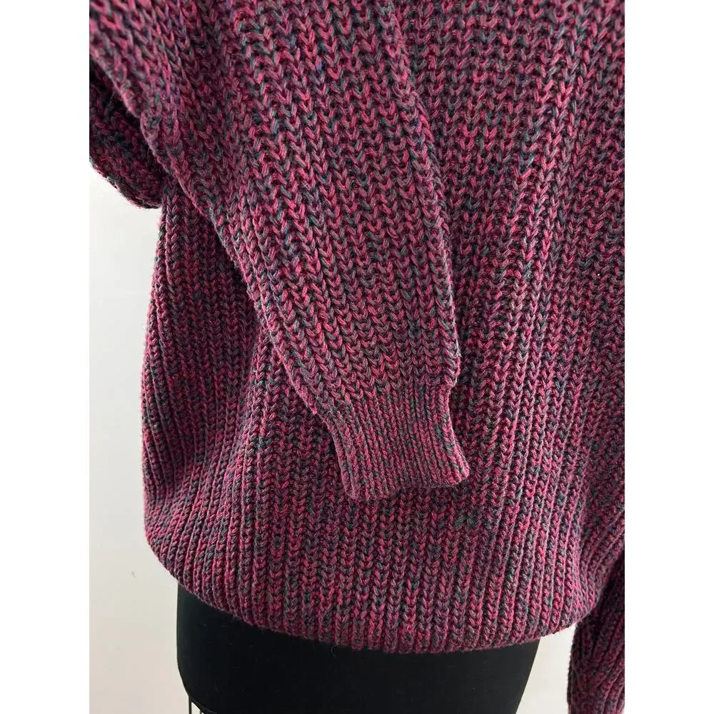 NEW Northern Isles Burgundy Long Sleeve Crewneck Heavy Knit Sweater Size L Large